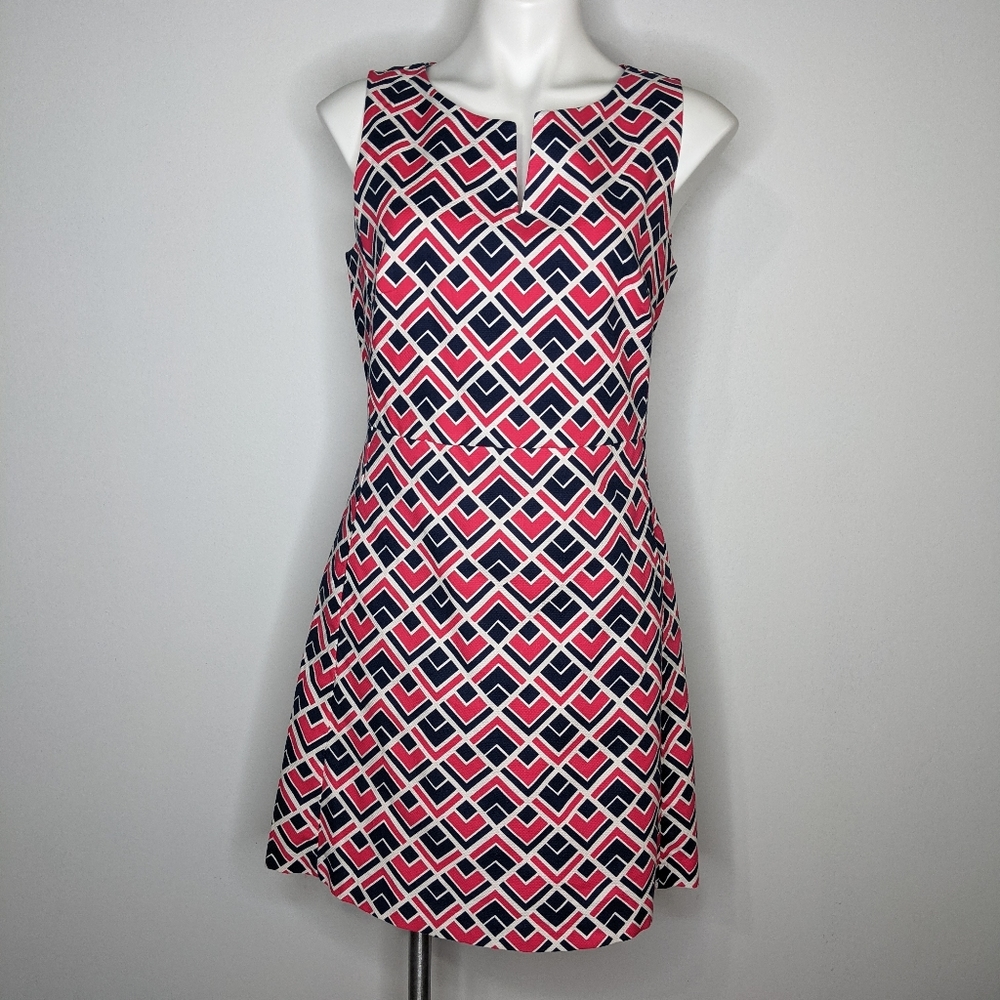 GAP mod scooter girl navy & pink geometric dress 10